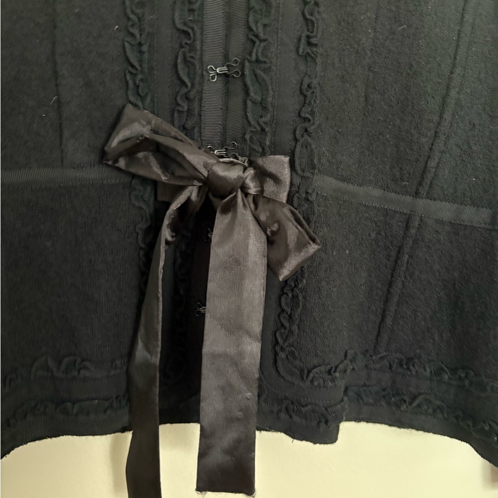 Tristan Black Ruffle Trim Tie-Front Cardigan - Picture 4 of 8